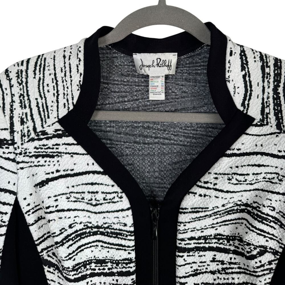 Vintage 1980 VTG Joseph Ribkoff Black White Colorblock Zip Front Jacket Size 8 - Picture 3 of 11